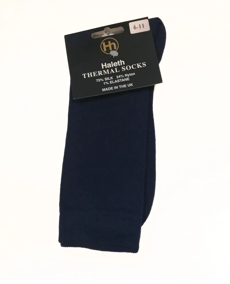 Haleth Unisex Silk Sock in Navy